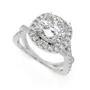 Ophelia Cushion Cut Pave Halo Split Shank Engagement Ring Setting - Nivetta
